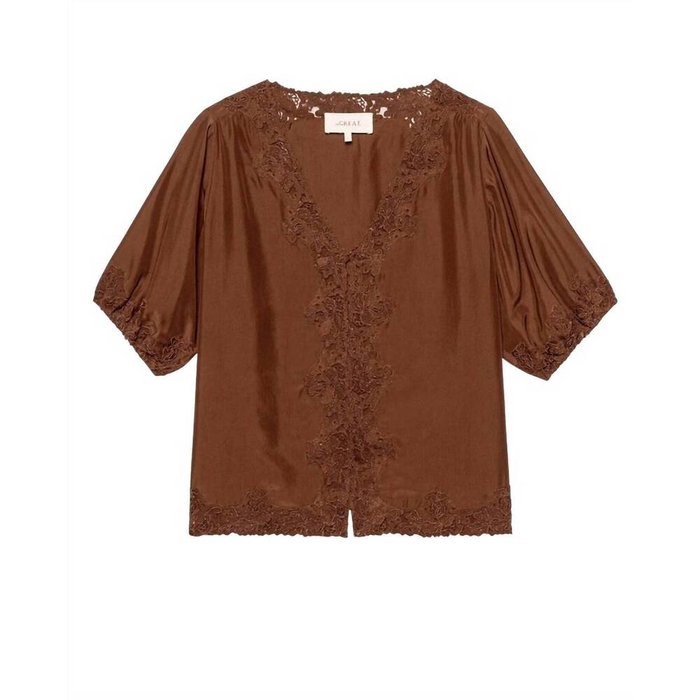 NEW THE GREAT. short sleeve legacy top in chocolate - Picture 6 of 6